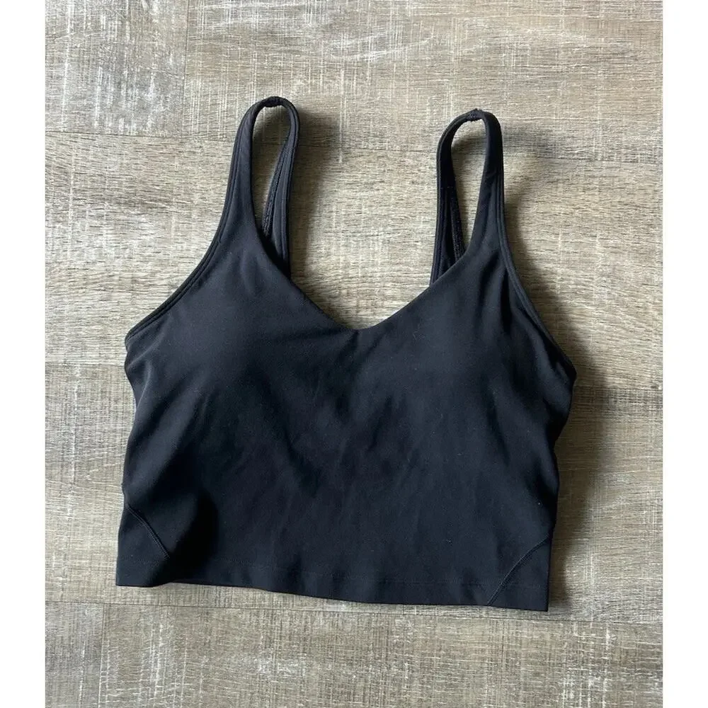 Lululemon Align Tank Top Womens 6 Black Built In Bra Yoga Crop Removable Pads